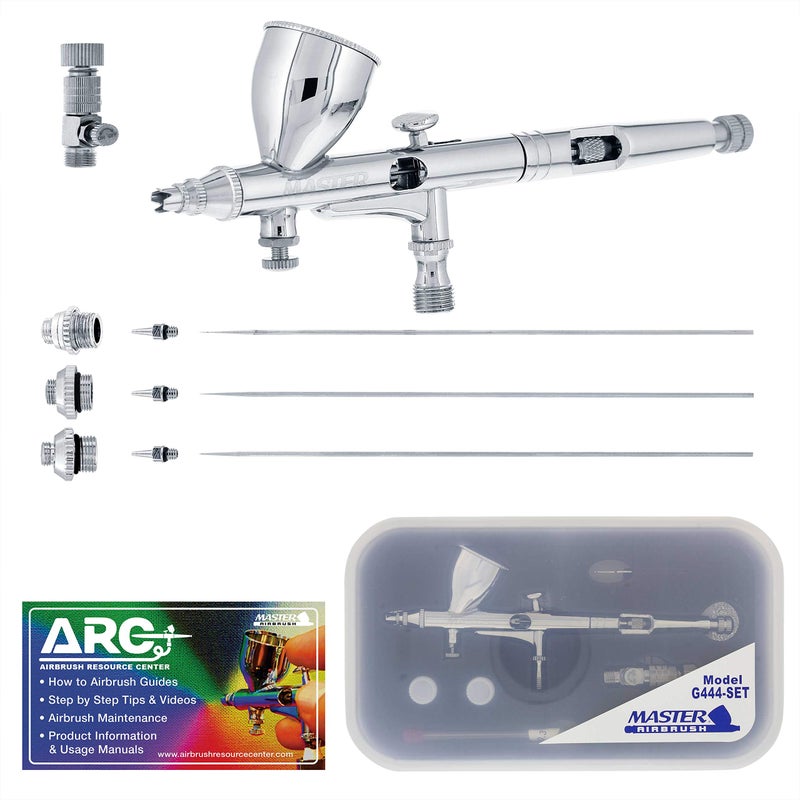 Master Airbrush G444-SET High Precision Detail Control Dual-Action Gravity Feed Airbrush Professional Set and Includes ARC Link Card - Image 1